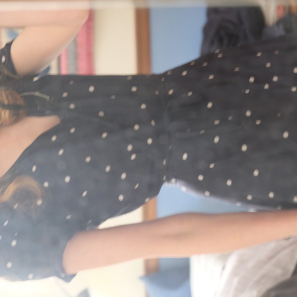 Sezane dress 34 navy polka-dot wrap silk - Picture 2 of 7